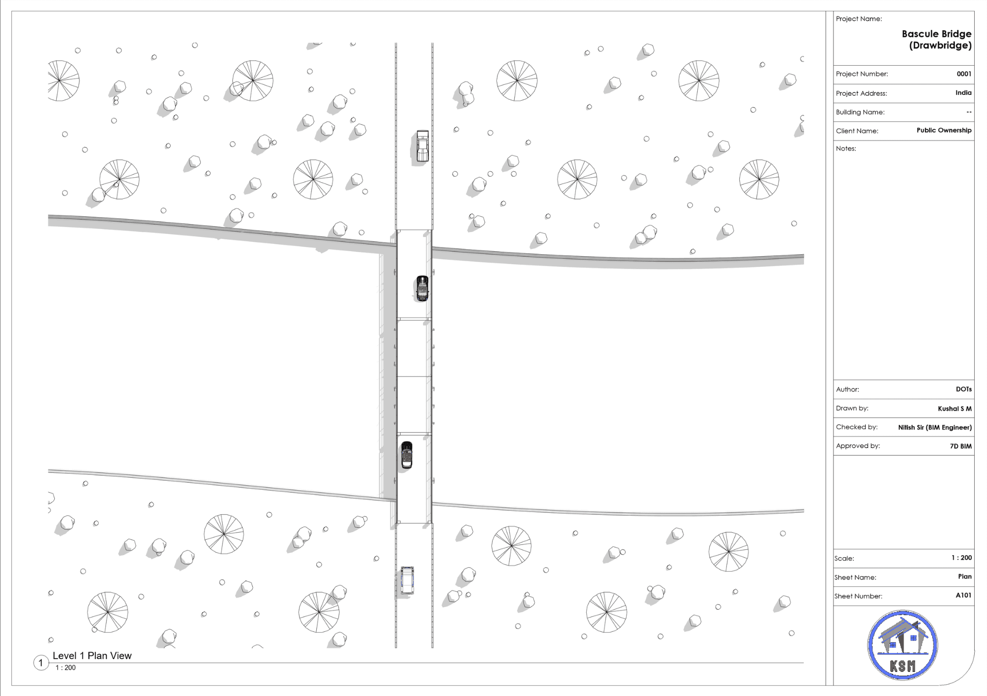 Bascule Bridge (Drawbridge) – Plan View